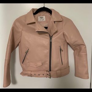 Girls Zara Faux Size 8-10 Pink Leather Coat